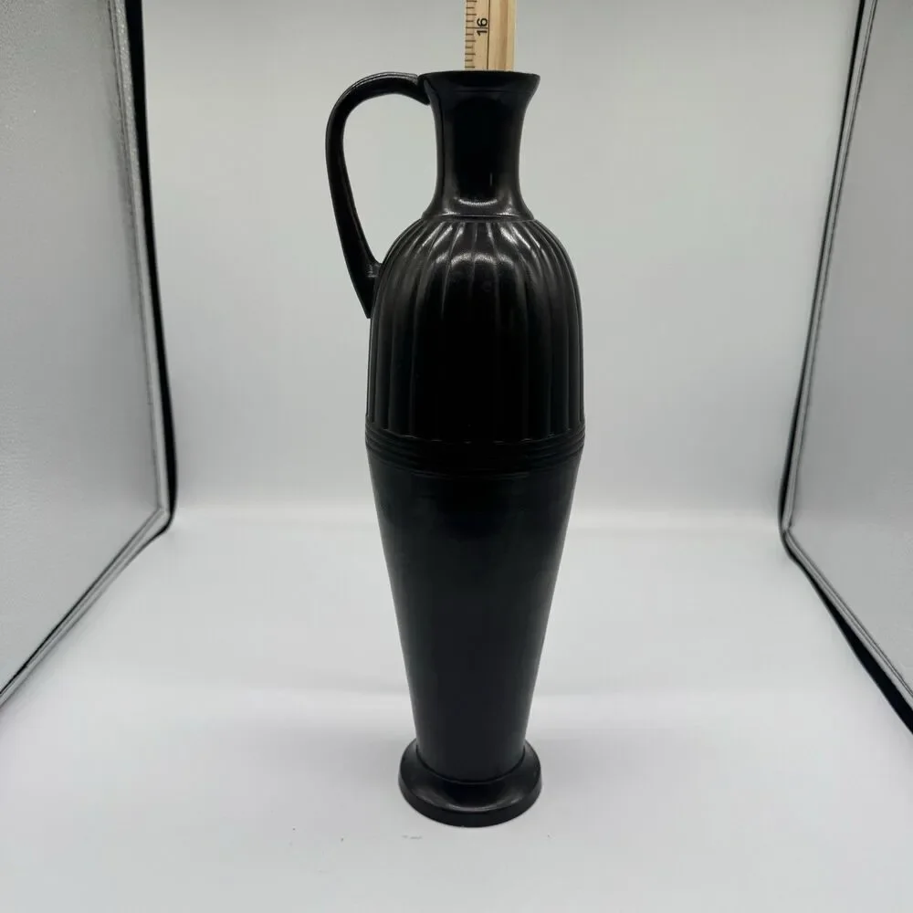 Antique Art Deco Black Metal Vase Urn Vintage Nouveau Europe